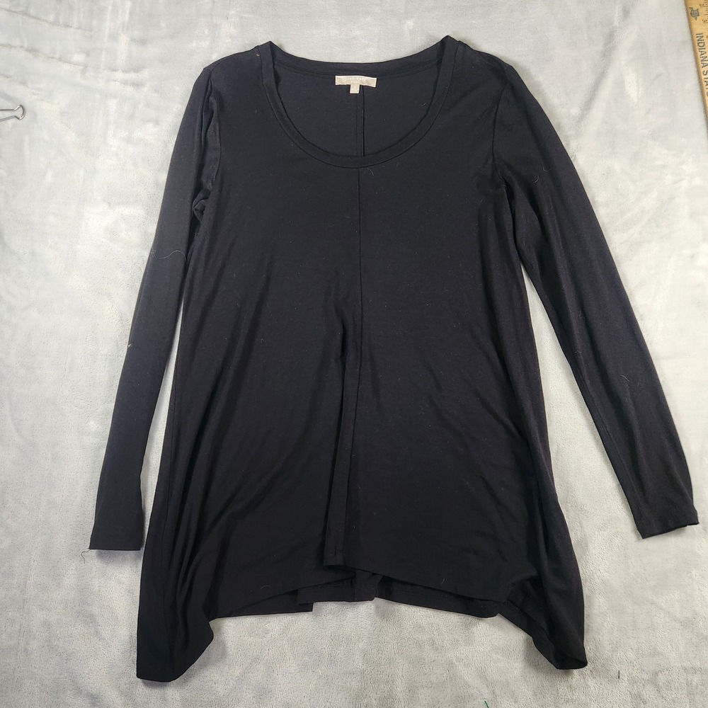 Joan Vass Women S Black Tunic Top‎ Long Sleeve Scoop Neck Relax Fit Lagenlook